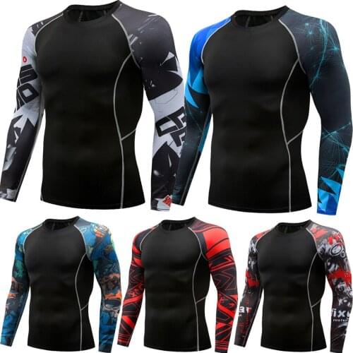 2021 T-shirt Mens Rashguard Long Sleeve Muay Thai T-shirts Gi BJJ Jiu Jitsu MMA Compression Shirt Fitness Gym Boxing Jerseys
