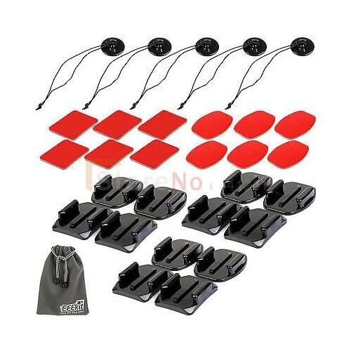 4 in 1 Adhesive Mounts+Insurance Tether+ Flat Adhesive Sticky Mount Exempt postage For Gopro Hero4 Black/Silver Hero 4 3+ 3