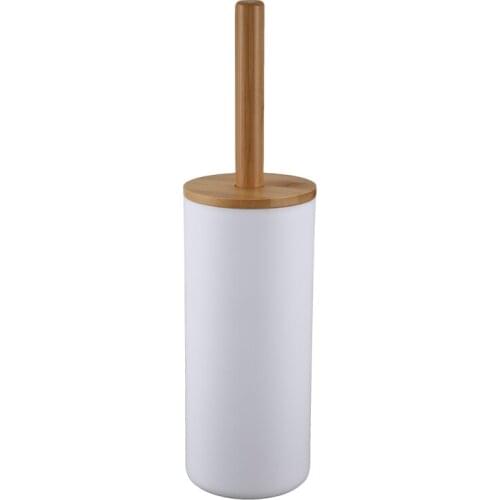 Bamboo Floor-Standing Toilet Brush Set with Base Bathroom Toilet Brush Holder WC Accessories