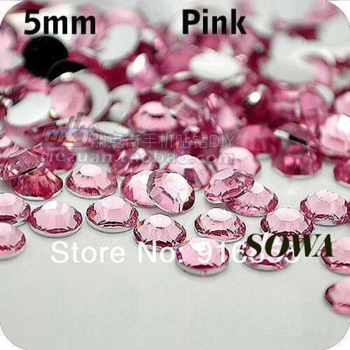 Free Shipping 720pcs/bag SS20 Size 5mm Pink Color Resin Flatback beads,Nail Art beads,DIY Wedding Decoration