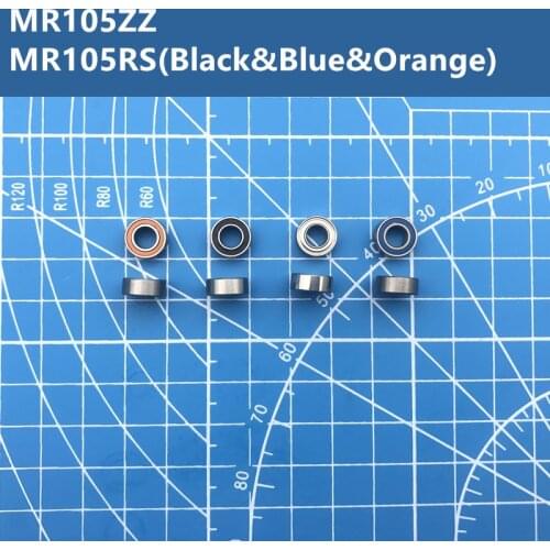 Free Shipping Miniature MR105ZZ MR105-2RS (Black&Blue&Orange Sealed) deep Ball Bearings MR105 2RS high quality (10PCS) 5*10*4 mm