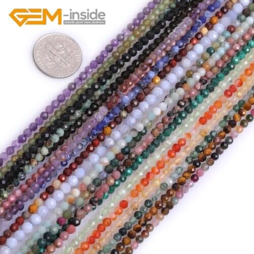 Natural 2mm 3mm Arrorted Stone Faceted Round Spacer Small Beads For Jewelry Making Looes Bead Strand 15 inches Wholesale New