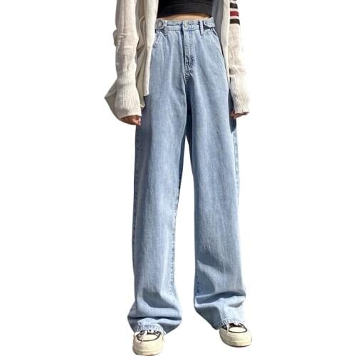 Woman Jeans High Waist Clothes Wide Leg Denim Clothing Blue Streetwear Vintage Quality 2020 Fashion Harajuku Straight Pants