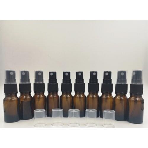12pcs 15ml Amber Glass mist Spray Bottle 0.5oz Black Fine Mist Sprayer essential oil bottles empty cosmetic containers