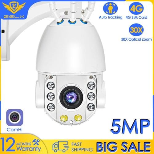 30X Optical Zoom Security Camera 5MP 2MP HD 4G Smart Home Outdoor CCTV Surveillance Camera P2P Auto Tracking Two Way Audio IP66