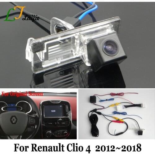 Reverse Camera & 24 Pin Adapter Cable For Renault Clio 4 Lutecia 2012~2019 / OEM Monitor Compatible HD Car Rear Backup Camera