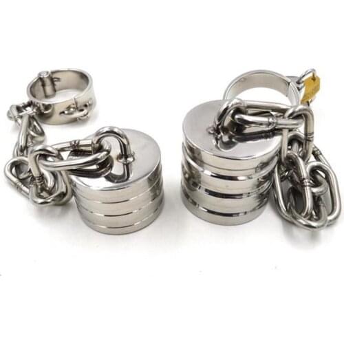 Chastity Cock Rings Stainless Steel Scrotum Stretching Ball Stretcher BDSM Bondage Devices Ball Weights Adult Sex Toys For Men