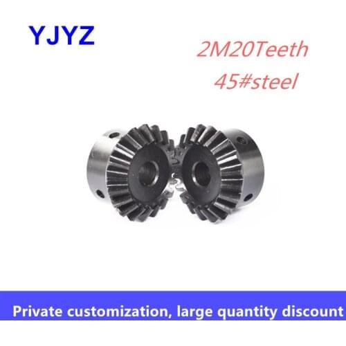 1 pc 2M 20teeth Bevel gear 90 degree bevel gear Carbon steel hard tooth surface 1:1 bevel gear support