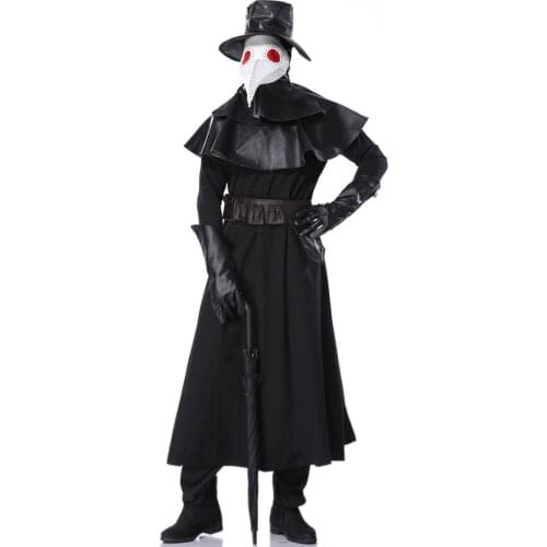 Doctor Schnabel Costumes Design Hand Made Plague Doctor Death Mask Bird Beak Spike Steampunk Steam Punk Gothic uniform Cosplay