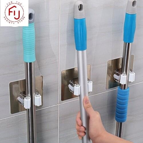 Adhesive Multi-Purpose Hooks Wall Mounted Mop Organizer Holder RackBrush Broom Hanger Hook Kitchen bathroom Strong Hooks