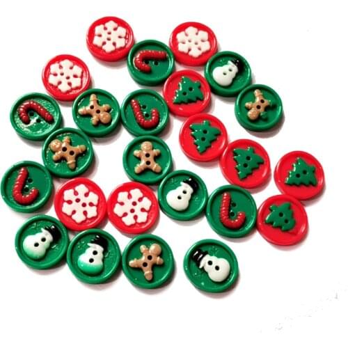 Hot Selling Resin Button Snowflake Snowman Candy Cane Christmas Tree Round Buttons For Sewing Accessories Embellishmen
