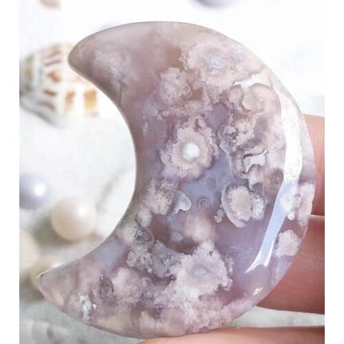 Sakura Agate Moon, Home Decor, Energy Healing Crystal