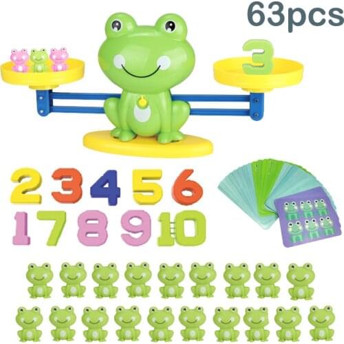 Math Match Game Board Toys Frog Cat Match Balancing Scale Number Balance Game Kids Educational Toy to Learn add and subtract