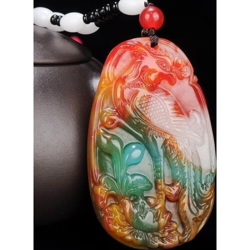 Natural Color Hetian Jade Stone Phoenix Pendant Chinese Jadeite Jewelry Fashion Charm Reiki Amulet Hand Carved Gifts for Women