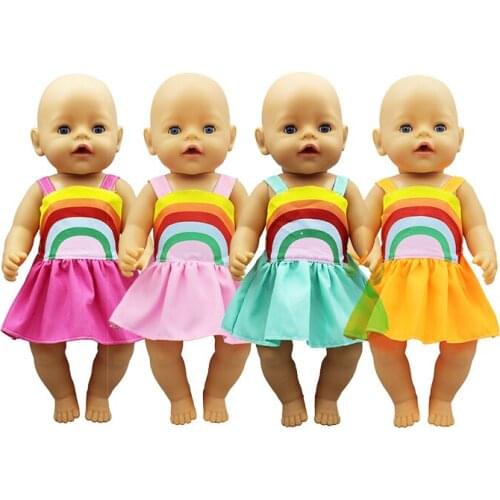 New Rainbow dress Doll Clothes Fit For 43cm baby Doll clothes reborn Doll Accessories