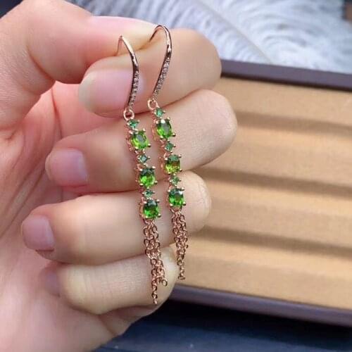 New Design New Design Anniversary Best Gift Natural And Real Diopside earrings 925 sterling silver Fine jewelry Diopside earring