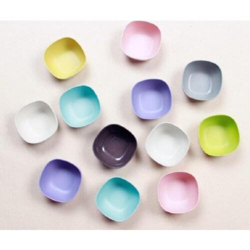 Pure Color Square Shaped Fruit Snack Bowls Small Mini Bamboo Fibe Bowls Kitchen Tableware Wholesale