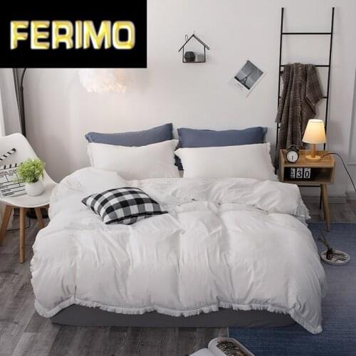Solid color tassel Bedding Set Duvet Cover Set Pillowcases Washed cotton Comforter Bedding Sets bedclothes bed linen 7 Size