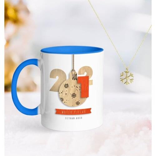 Personalized 2021 Happy birthday Blue Mug and Snow Them Kolye-3