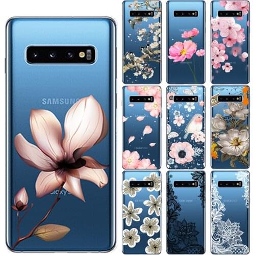 Sexy Retro Floral Soft Case Cover For Samsung Galaxy S6 S7 Edge S8 S9 S10 S20 Plus Ultra 5G S10E Note 10 Pro 5G 9 8 M10 M20 M30