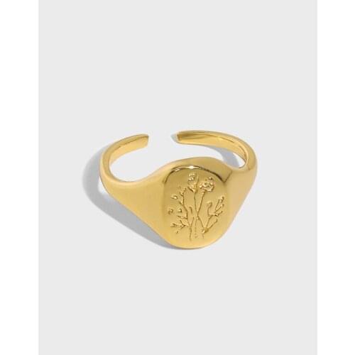 Authentic 925 Sterling Silver Fine Jewelry flowers and plants Pattern Oval Ring