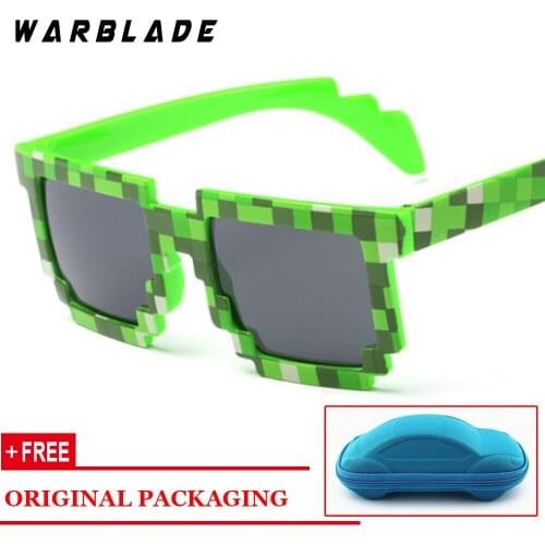 Hot Kids Sunglasses Creeper Glasses Mosaic Sports Goggles Glasses Boys Girls Pixel Square Eyewares with box