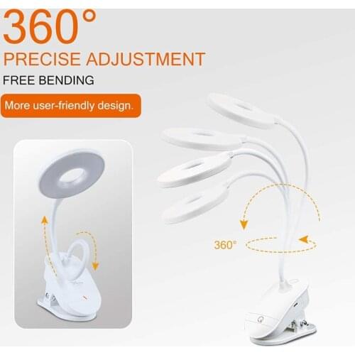 Portable USB Adjustable Table Lamp With Clip LED Bed Reading Book Night Light LED Desk Table Lamp Touch Study Lamp Illumination