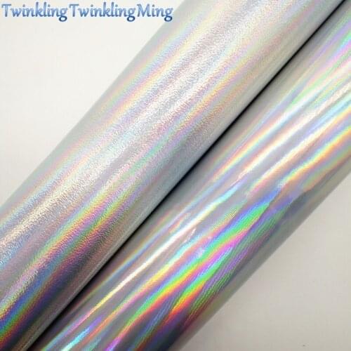 Silver Iridescent Nappa Synthetic Leather, Patent Faux Fabric Sheets For Bow A4 21x29CM Twinkling Ming XM010A