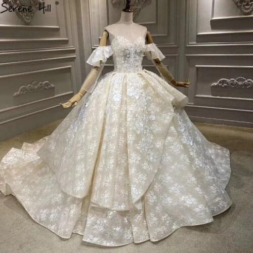 Serene Hill Ivory High-end Wedding Dresses 2020 Sleeveless Beading Luxury Sexy Bridal Gowns HA2433 Custom Made