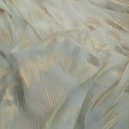 Stage Dancing Bronzing Chiffon Fabric Shiny Golden Stripe Fabric Bronzed Costume Material DIY stage cosplay Dress 1Meter