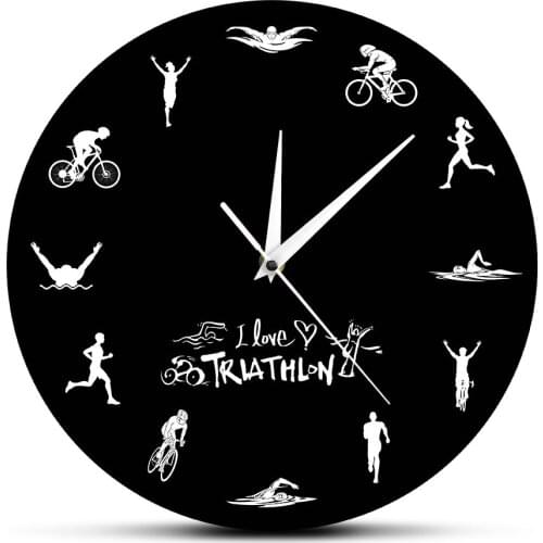 Triathlon Modern Wall Clock Swimming Bike Cycling Running Sports Home Decor Gymnasium Timepiece Triathlete Triathlon Fans Gift