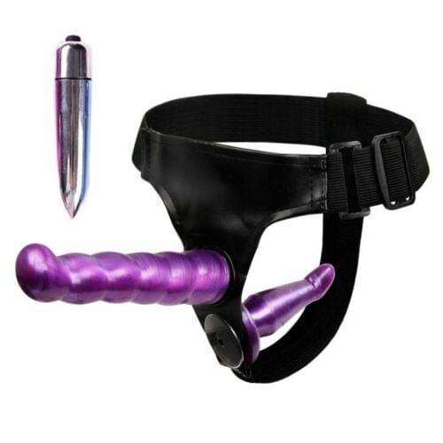 Strap On Dildo Double Dong Adjustable Harness Vibrating Anal Lesbian Couples