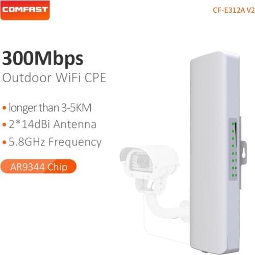 Comfast 5.8G WIFI Signal Booster Amplifier 3-5km Wireless AP Bridge Long Range CPE Outdoor Wifi Repeater Extender CF-E312AV2