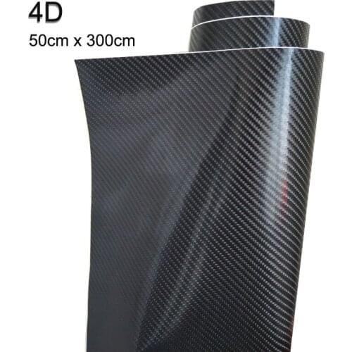 300cmX50cm Waterproof DIY Car Sticker Car Styling 4D Thicken Car Carbon Fiber Vinyl Wrapping Film With Retail Packaging