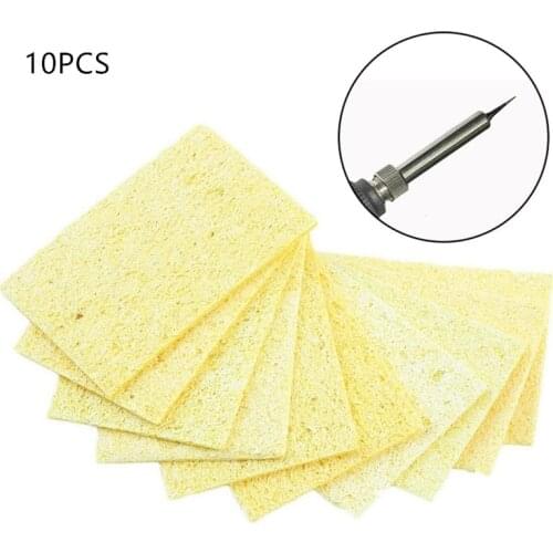 10pcs/bag Quality High Temperature Resistant Heatstable Solder Cleaning Yellow Sponge Cleaner Pads soldering iron cleaning