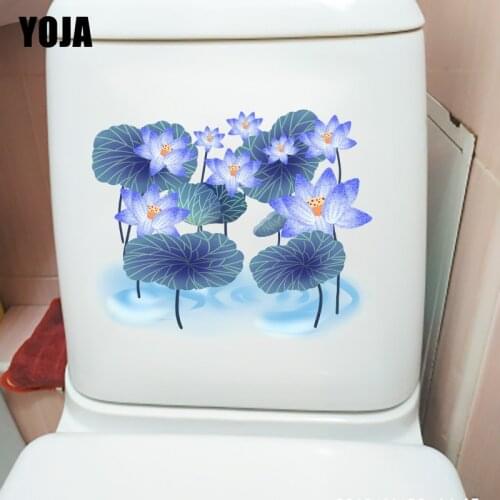 YOJA 24X19.5CM Cartoon Bright Lotus Leaf Classic Living Room Wall Sticker Fashion Toilet Decor T1-1282