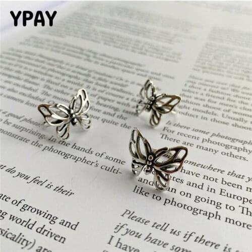 YPAY 1 PC 100% Genuine 925 Sterling Silver Ear Cuff for Women Korea Japan INS Butterfly Clip Earrings without Piercing YME702