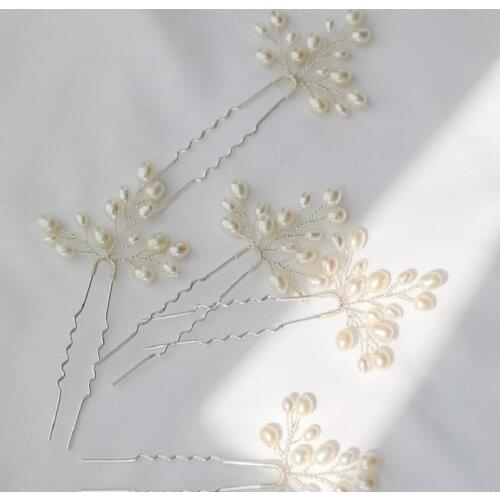 SLBRIDAL Handmade Freshwater Pearls Bridal Hair Pins Wedding Hair Stickers Hair Accessories Bridesmaids Women Jewelry