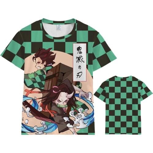 Anime Demon Slayer Kimetsu No Yaiba Tanjiro Kamado Cosplay Costume Men Summer Casual T-shirt 3D Plus Size Tshirt For Women TS012