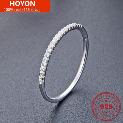 Fashion S925 Sterling Silver AAA Zircon Ring For Women Single Row Diamond Finger Ring Wedding Birthday Fine Jewelry Gift