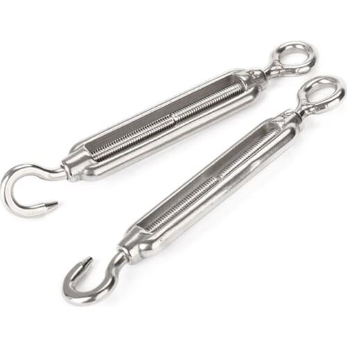 1Pcs M4/M5/M6 Stainless Steel Hook & Eye Turnbuckle Wire Rope Tension turnbuckle strainer fence wire tensioner hook-eye