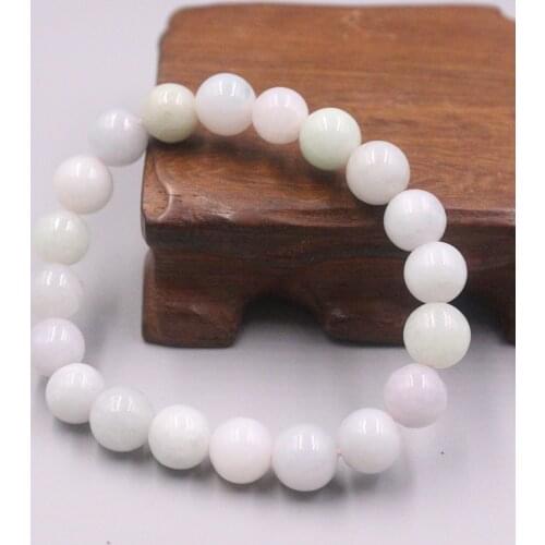 100% Natural Fine Grade A Jade / Jadeite Beads Light Green Round Beads Bracelet 10mmW 7.48inches
