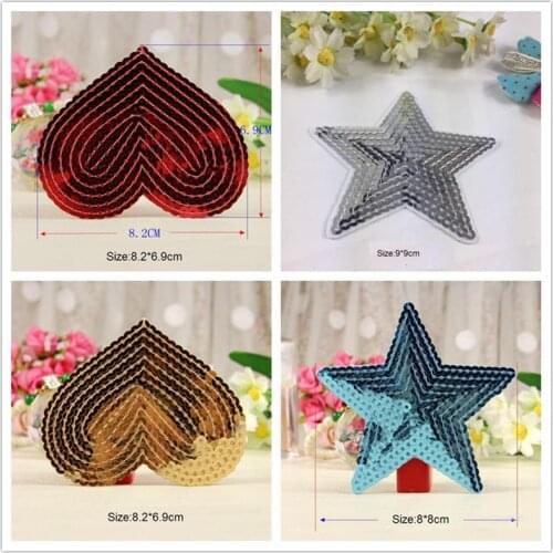 2pcs/lot Heart Star Sequin Patch Embroidery Iron On Patches Clothes Appliques Motif Soccer Badge Clothing Bag DIY Accessory