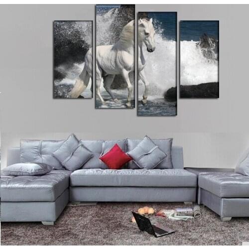2016 New painting horse spray rocks sea oil painting For home Wall Art Picture Unframed gift free shipping