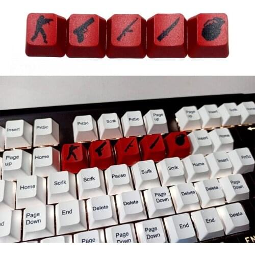 5pcs PBT Dye-sub Keycap OEM Profile R4 Gaming Keycaps Key Button CSGO Keycap