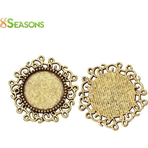 8SEASONS Embellishments Findings Round Golden Tone Cabochon Setting(Fit 14mm Dia)Nickel Free 24mm x 24mm,50PCs