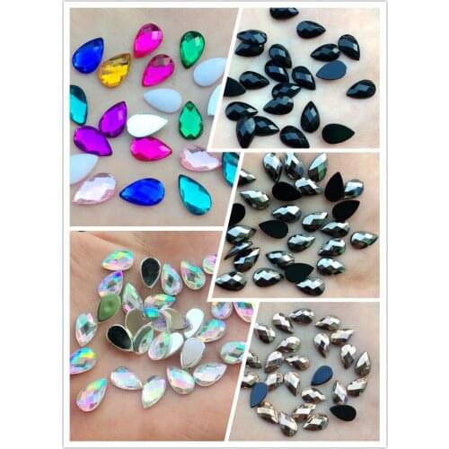 880pcs 6*10mm AB Colorful flatback Water drop stone and crystal Acrylic Rhinestones trim Phone costume Decoration B00*11