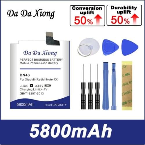 Da Da Xiong 5600mAh BN43 Battery for Xiaomi Redmi Note 4X 4 X 5.5inch