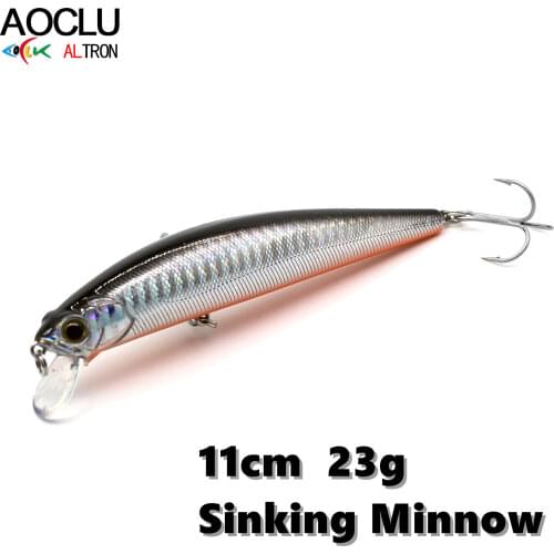 AOCLU 11cm 23g Hard Bait Sinking Minnow Fishing lures wobblers Super Quality 5 Colors Fresh Salt water VMC hooks Long Casting