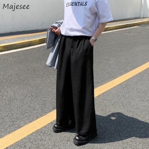 Casual Pants Men Black Straight Loose All-match Mopping Male Trousers Trendy High Street Wide Leg Breathable Summer Stylish Ins